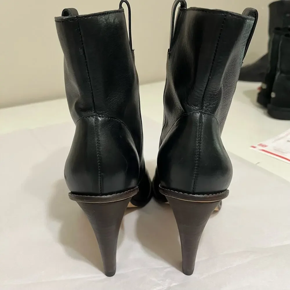 Women’s Black Leather Ankle Booties - Sleek High Heel